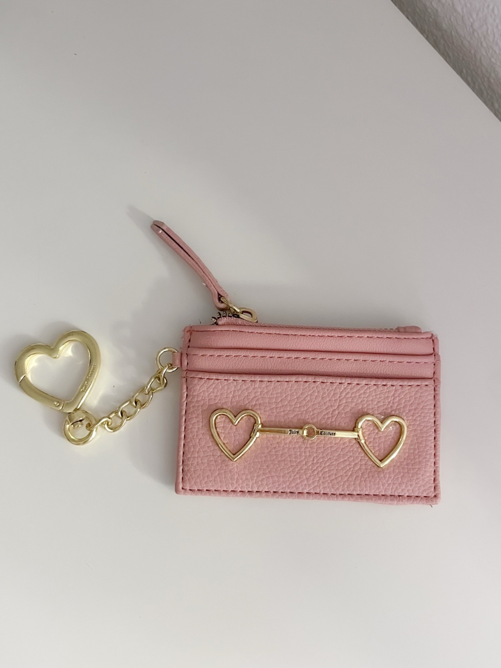 Pink JC Card Holder, with Gold Keychain